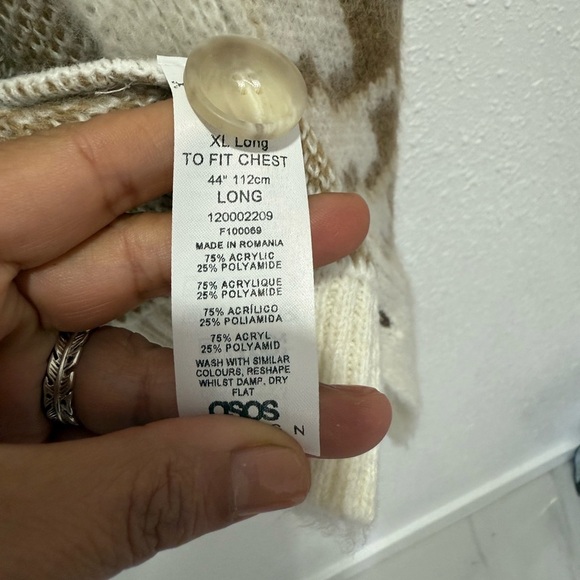 Houndstooth ASOS DESIGN knitted plush cardigan in geo design XL - Picture 3 of 8